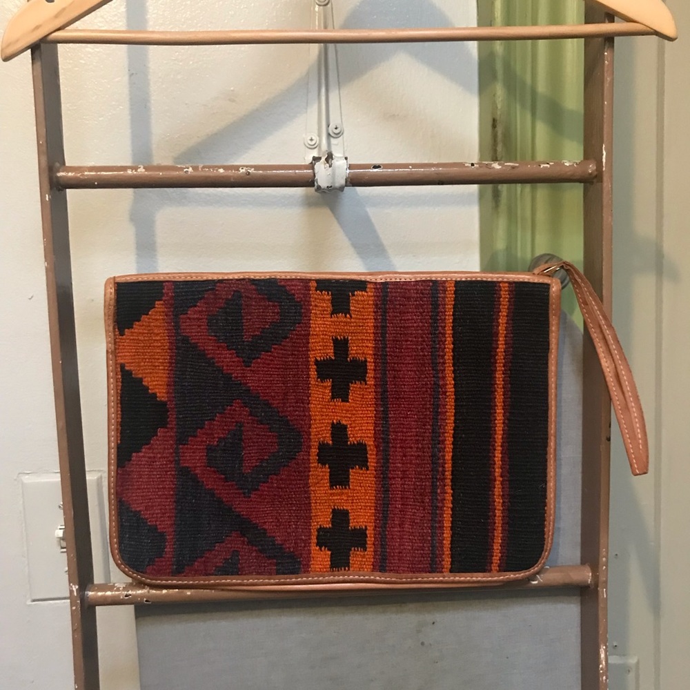 Vintage Turkish kilim envelope clutch